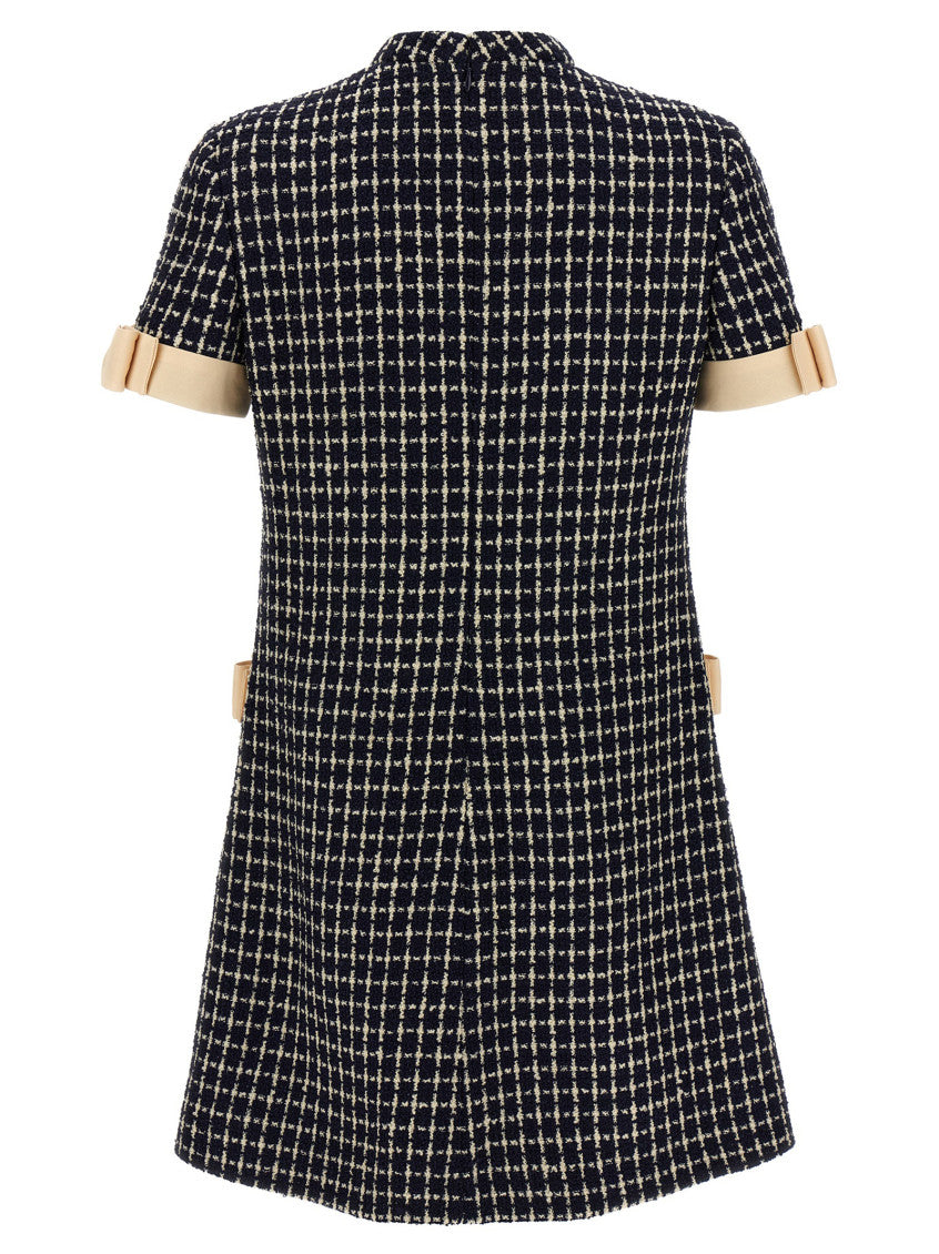 Navy Blue Bouclé Dress 2