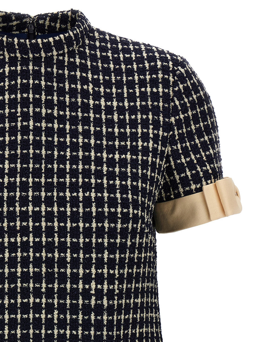 Navy Blue Bouclé Dress 3