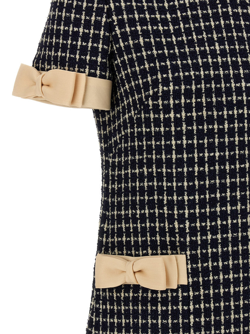 Navy Blue Bouclé Dress 4