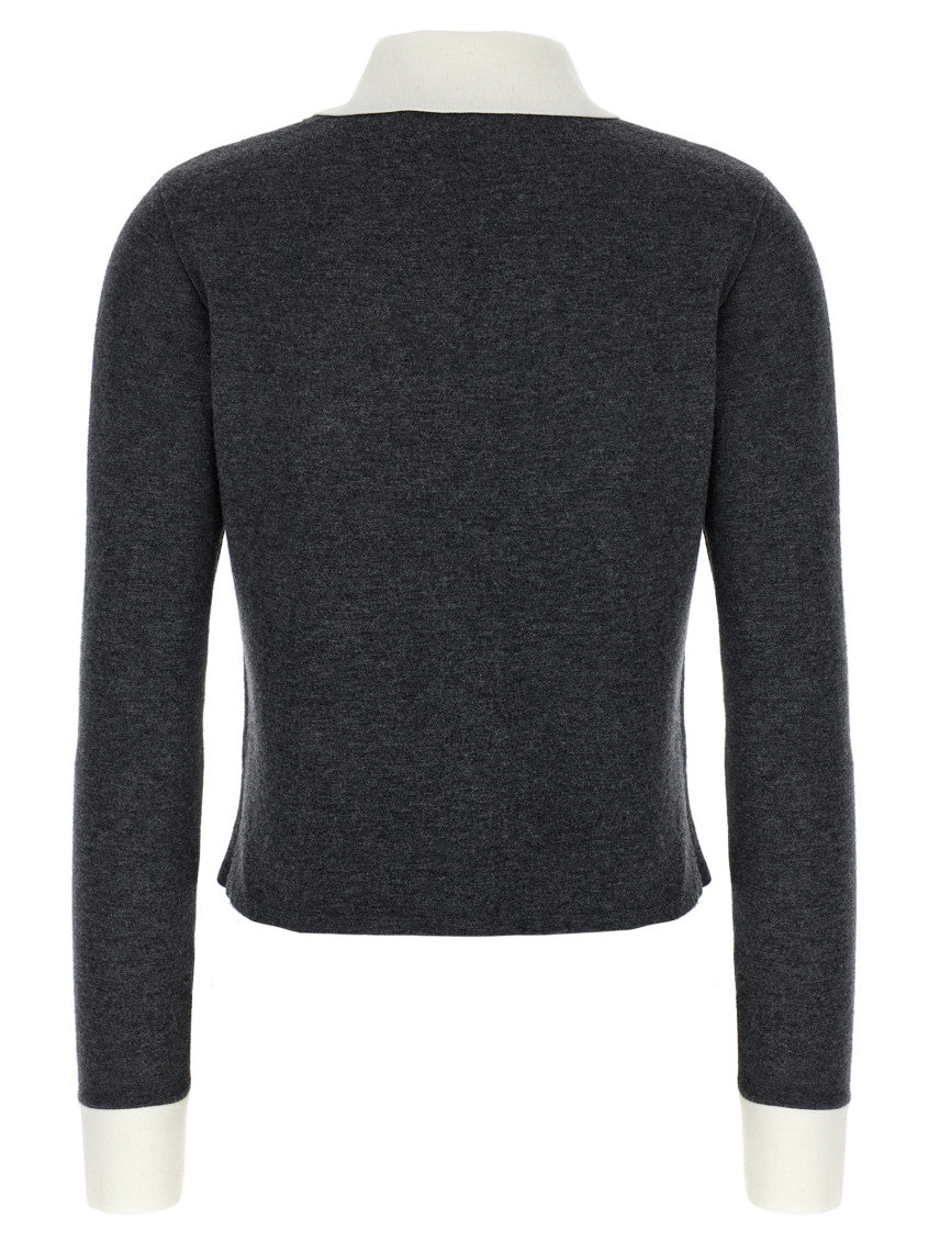 Grey Contrast Collar Cardigan 2