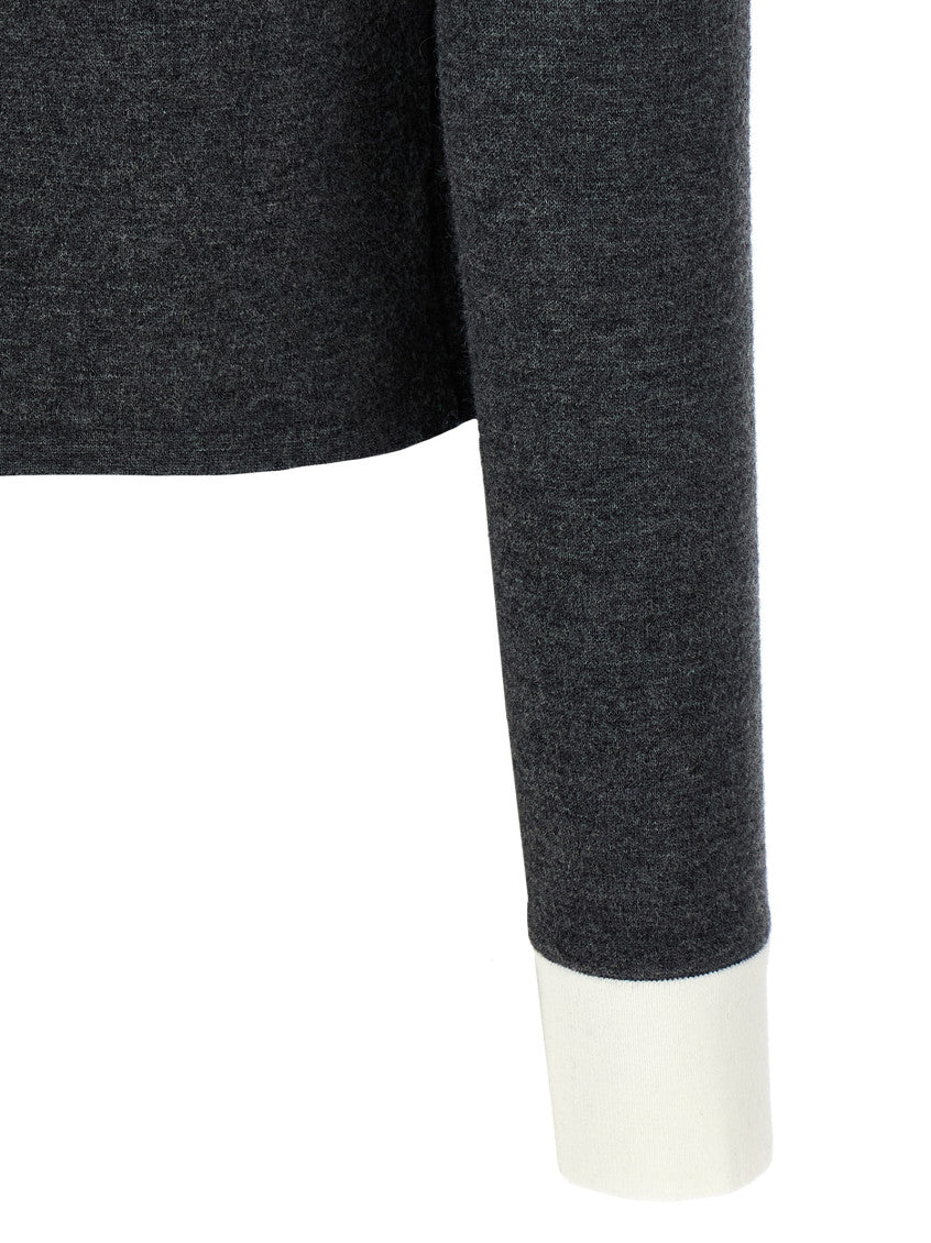 Grey Contrast Collar Cardigan 4