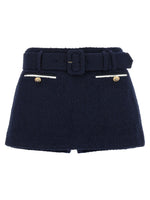 Dark Blue Boucle Wool Short 1