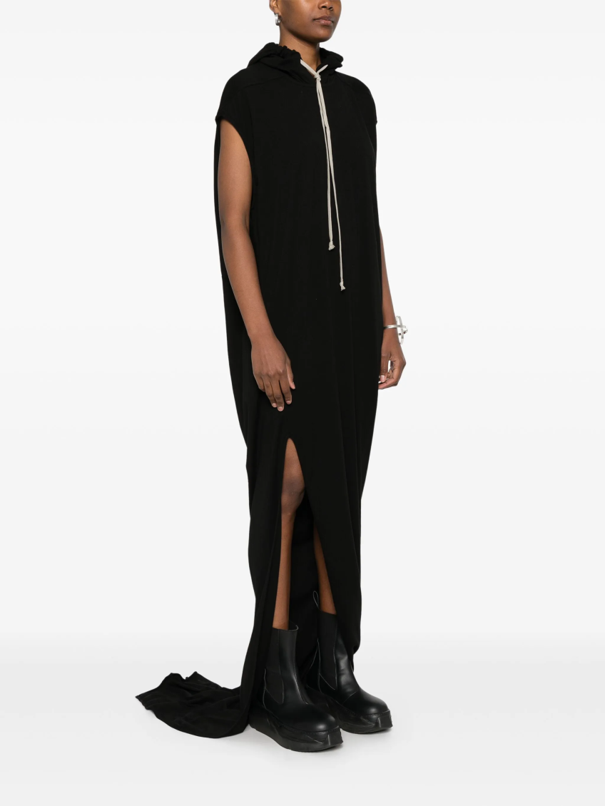 Black Hooded Long Dress 3