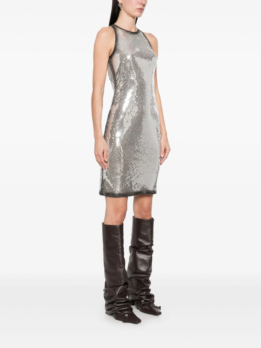 Silver Sequin-embellished Mini Dress 3