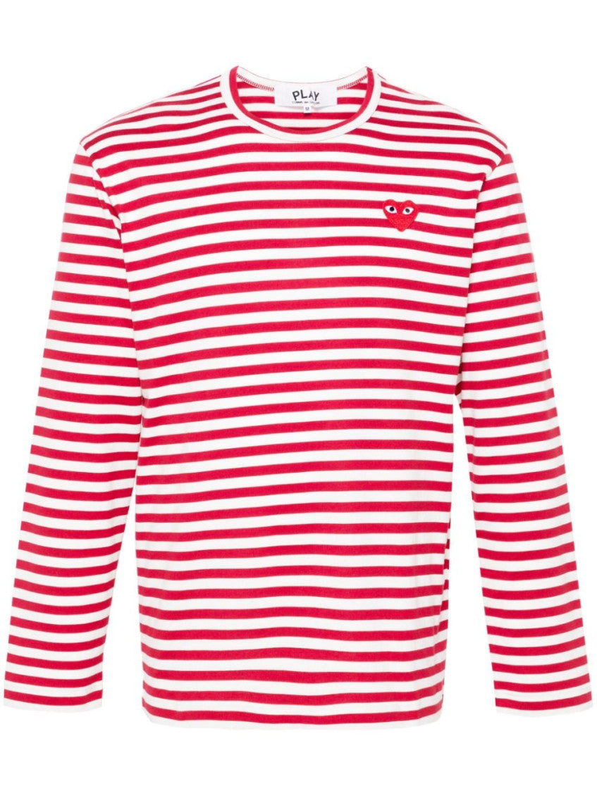Red Logo striped cotton t-shirt 1