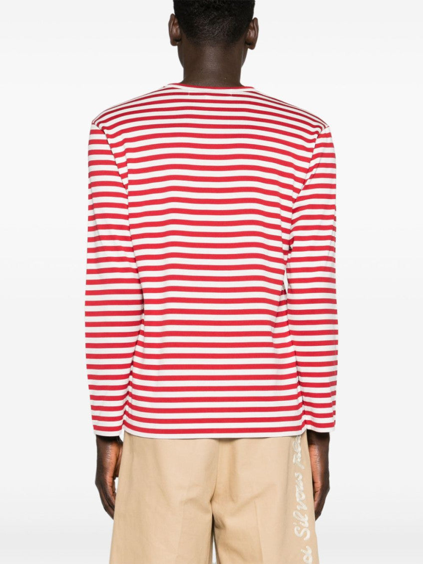 Red Logo striped cotton t-shirt 2