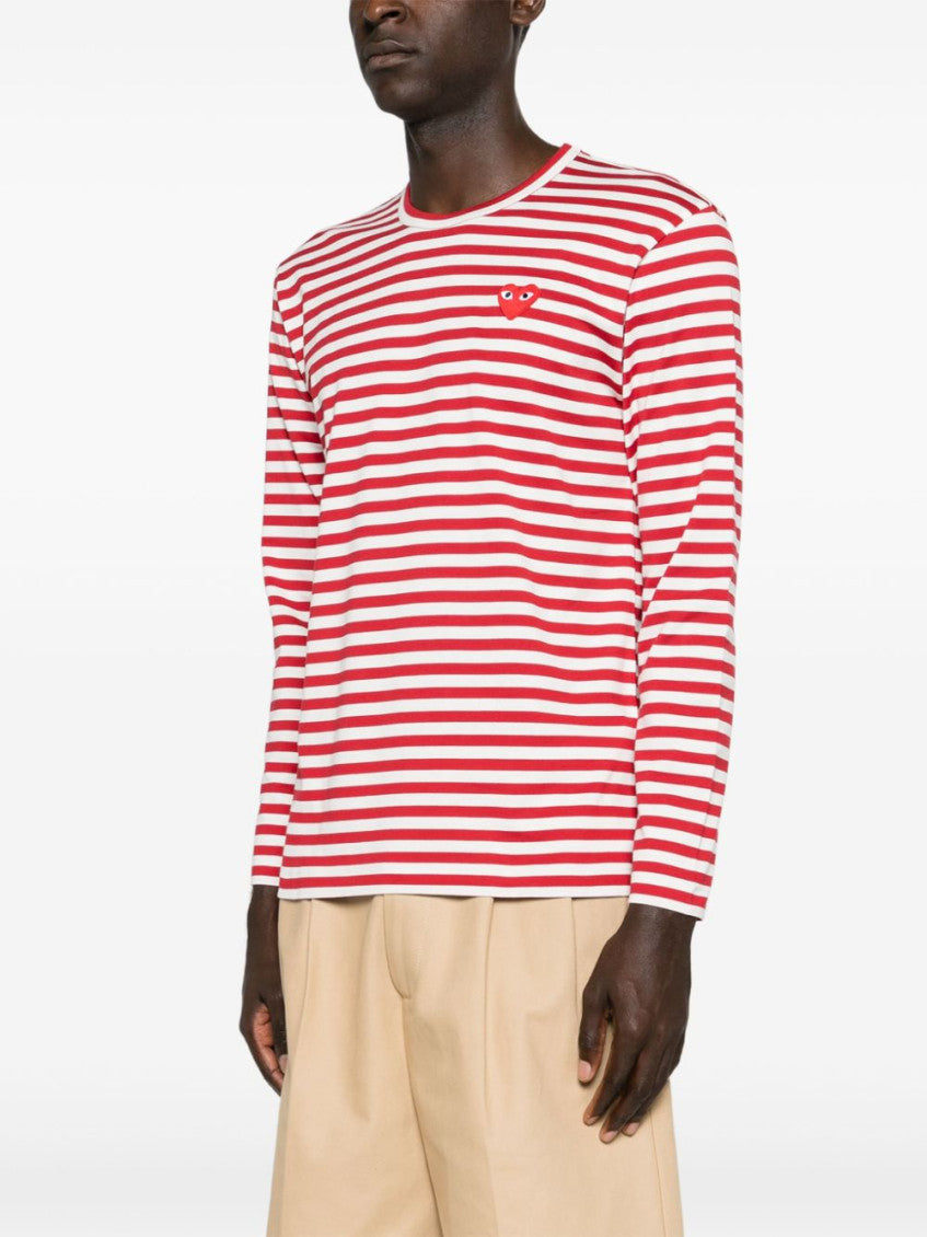 Red Logo striped cotton t-shirt 3