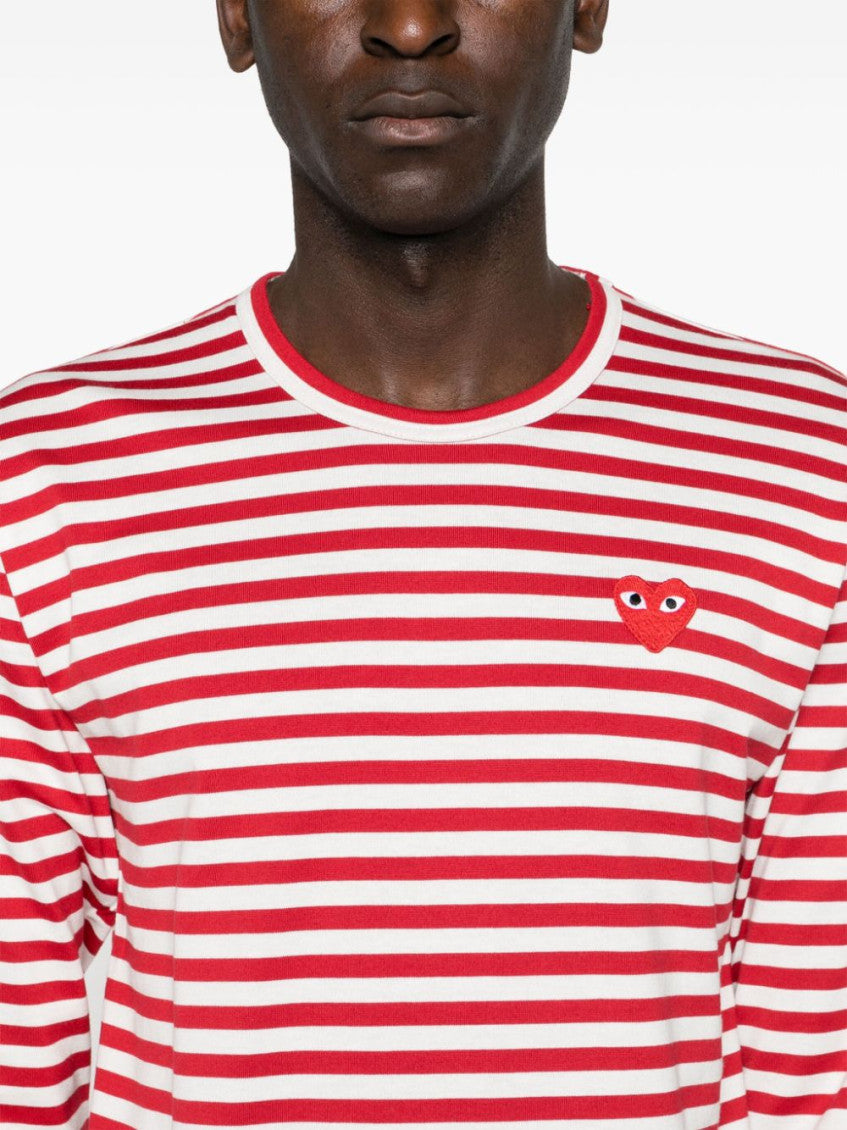 Red Logo striped cotton t-shirt 5