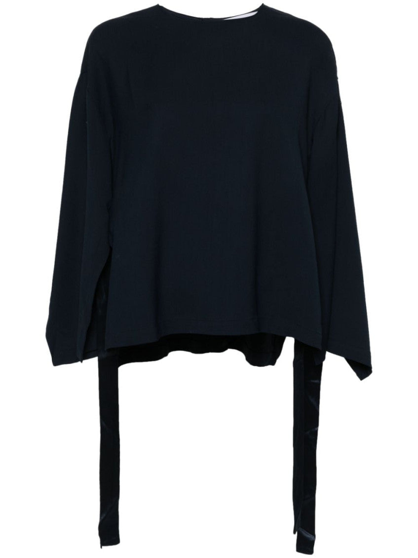 Navy Blue Cady Texture Blouse 1