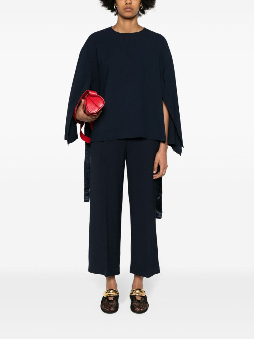 Navy Blue Cady Texture Blouse 3