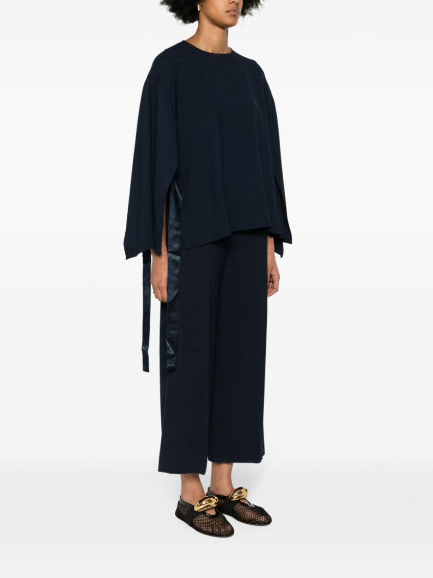 Navy Blue Cady Texture Blouse 4