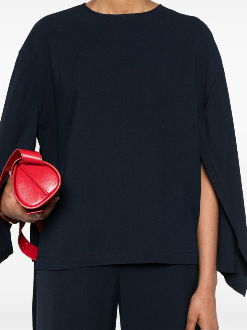 Navy Blue Cady Texture Blouse 5