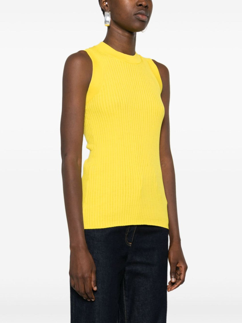 Yellow Ribbed cotton tank top 2