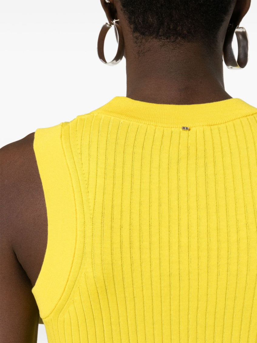Yellow Ribbed cotton tank top 5