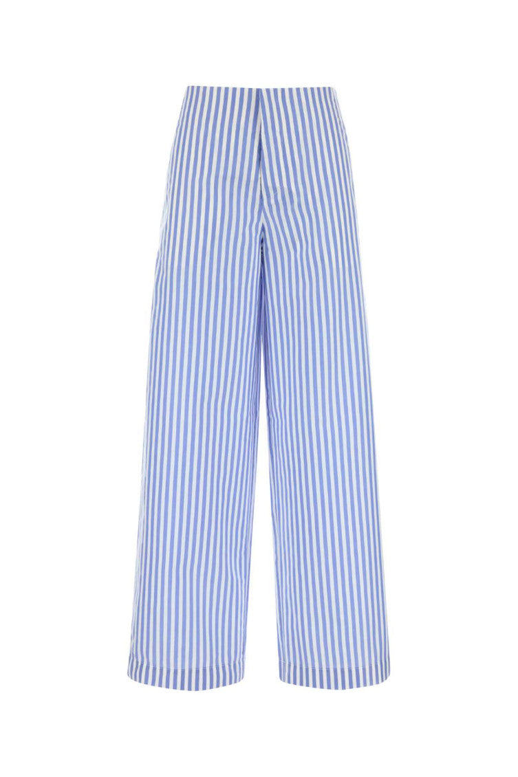 Blue Wide trousers in striped cotton 1