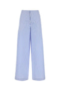 Blue Wide trousers in striped cotton 1