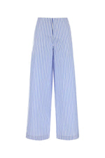 Blue Wide trousers in striped cotton 1