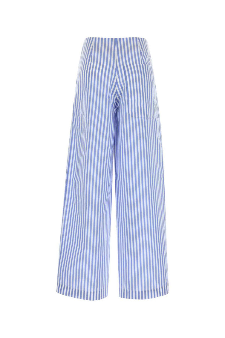 Blue Wide trousers in striped cotton 2