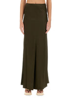 Green Solid Maxi Skirt 1