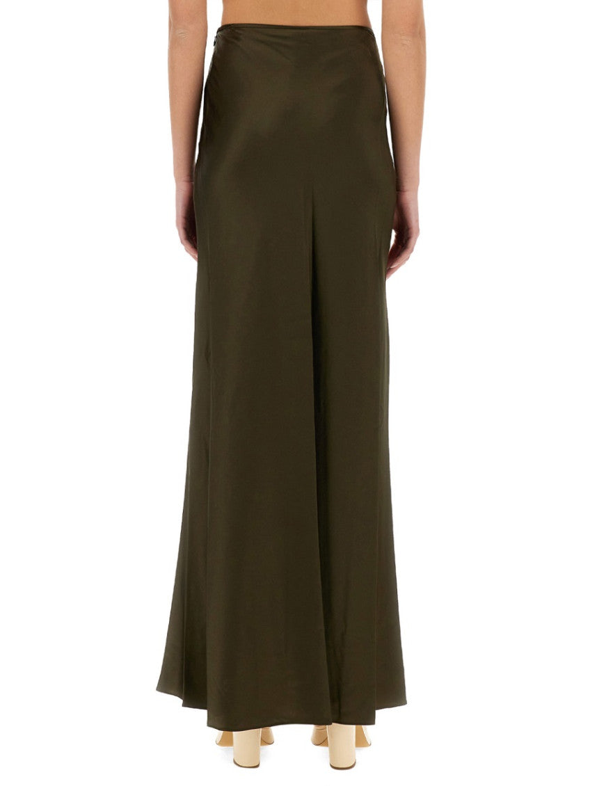 Green Solid Maxi Skirt 2