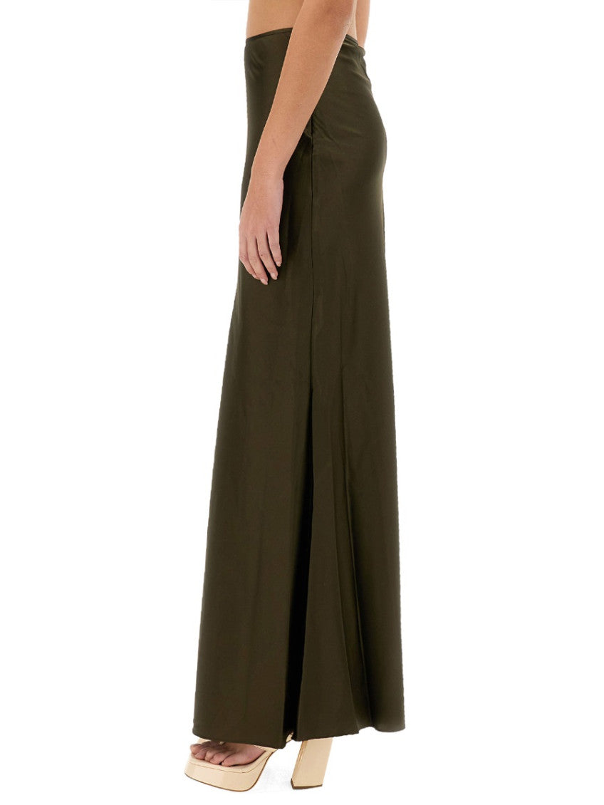Green Solid Maxi Skirt 3