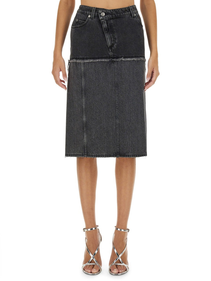 Black Solid Midi Skirt 1