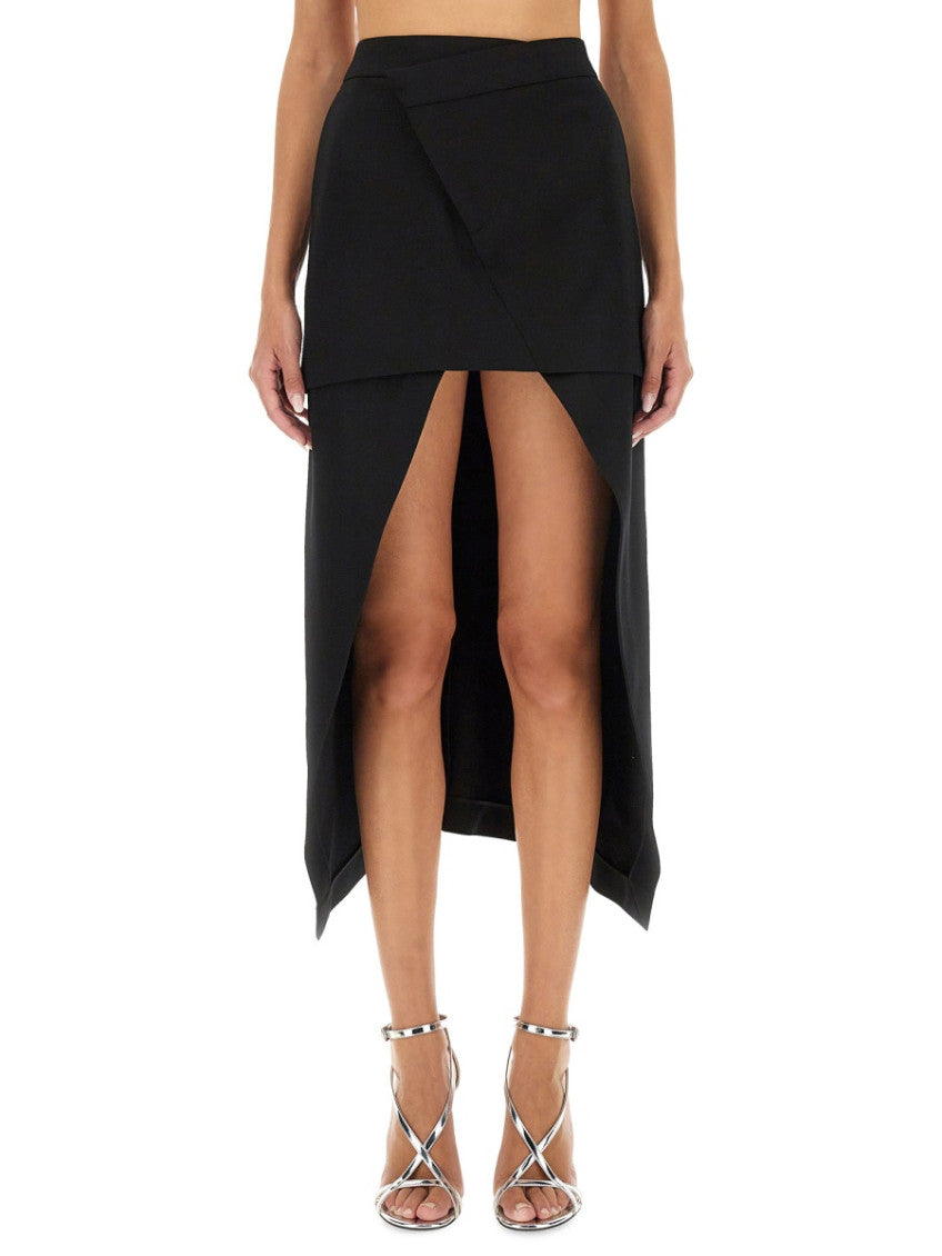 Black Solid Midi Skirt 1