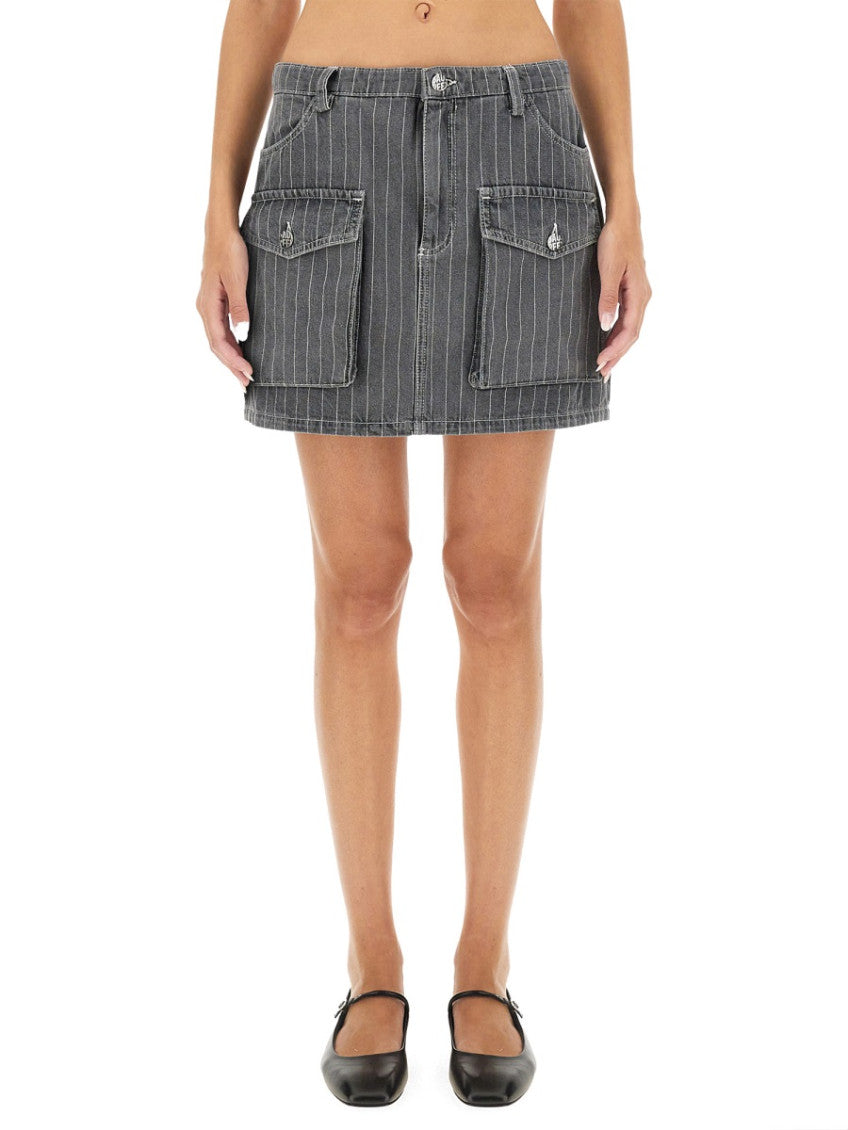 Grey Stripes Mini Skirt 1