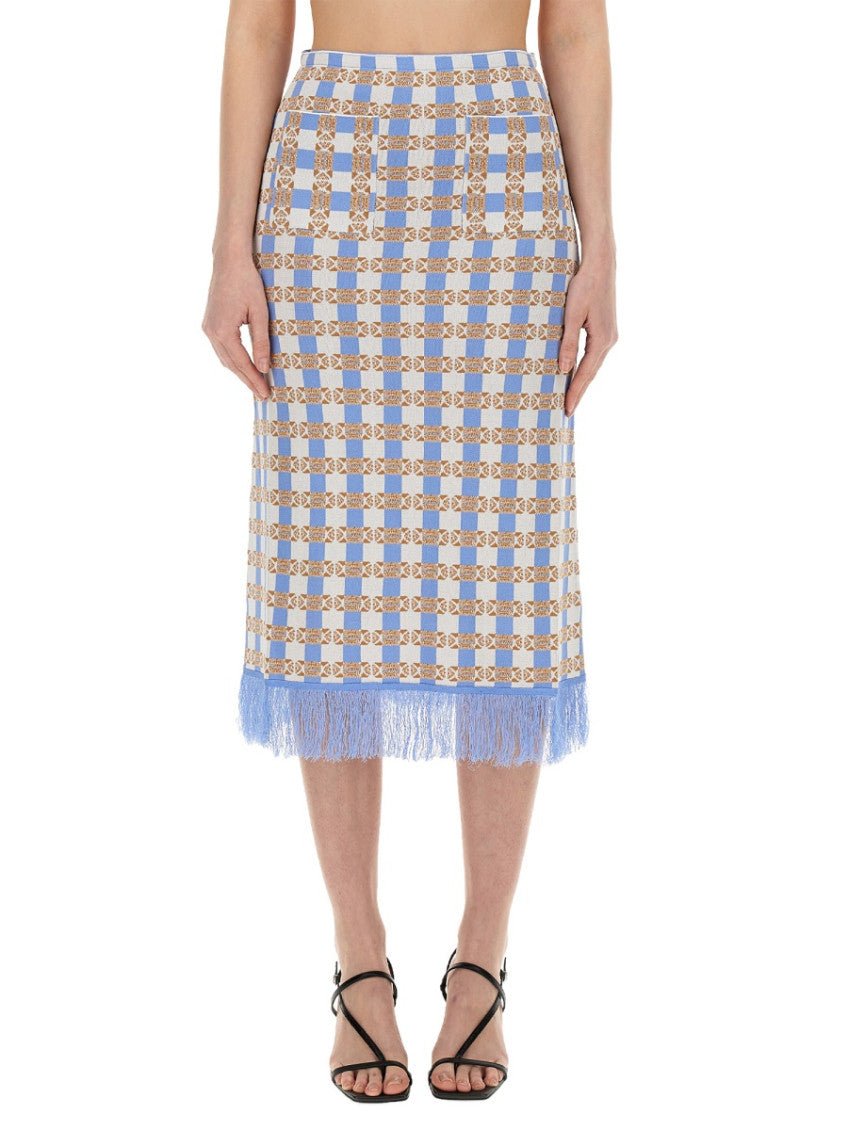 Blue Checks Midi Skirt 1