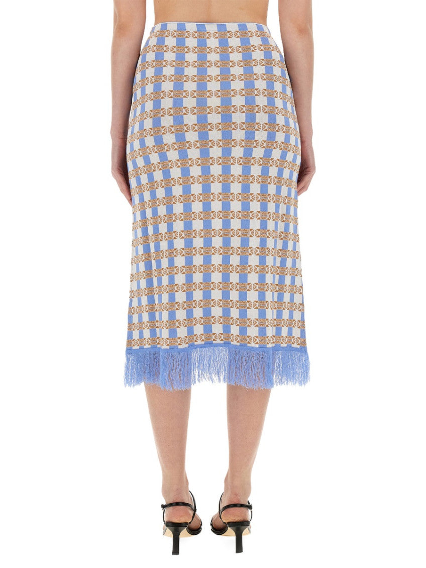 Blue Checks Midi Skirt 2