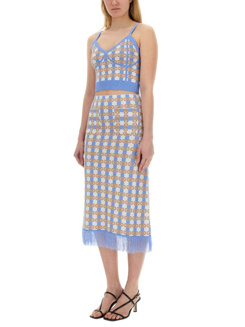 Blue Checks Midi Skirt 4