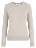 Beige Embroidered Crew Neck Sweater 1