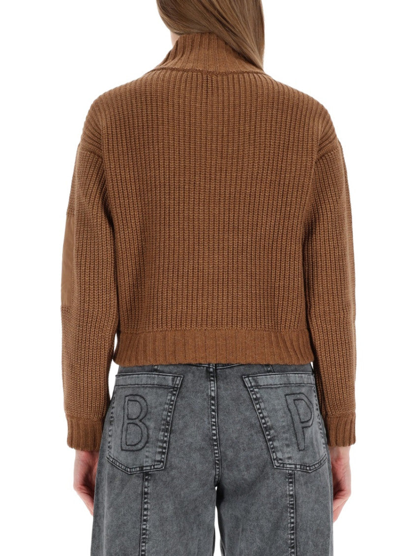 Brown Knitted Mock Collar Sweater 2