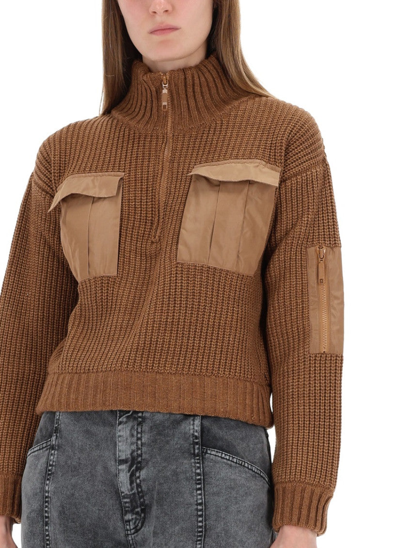 Brown Knitted Mock Collar Sweater 3