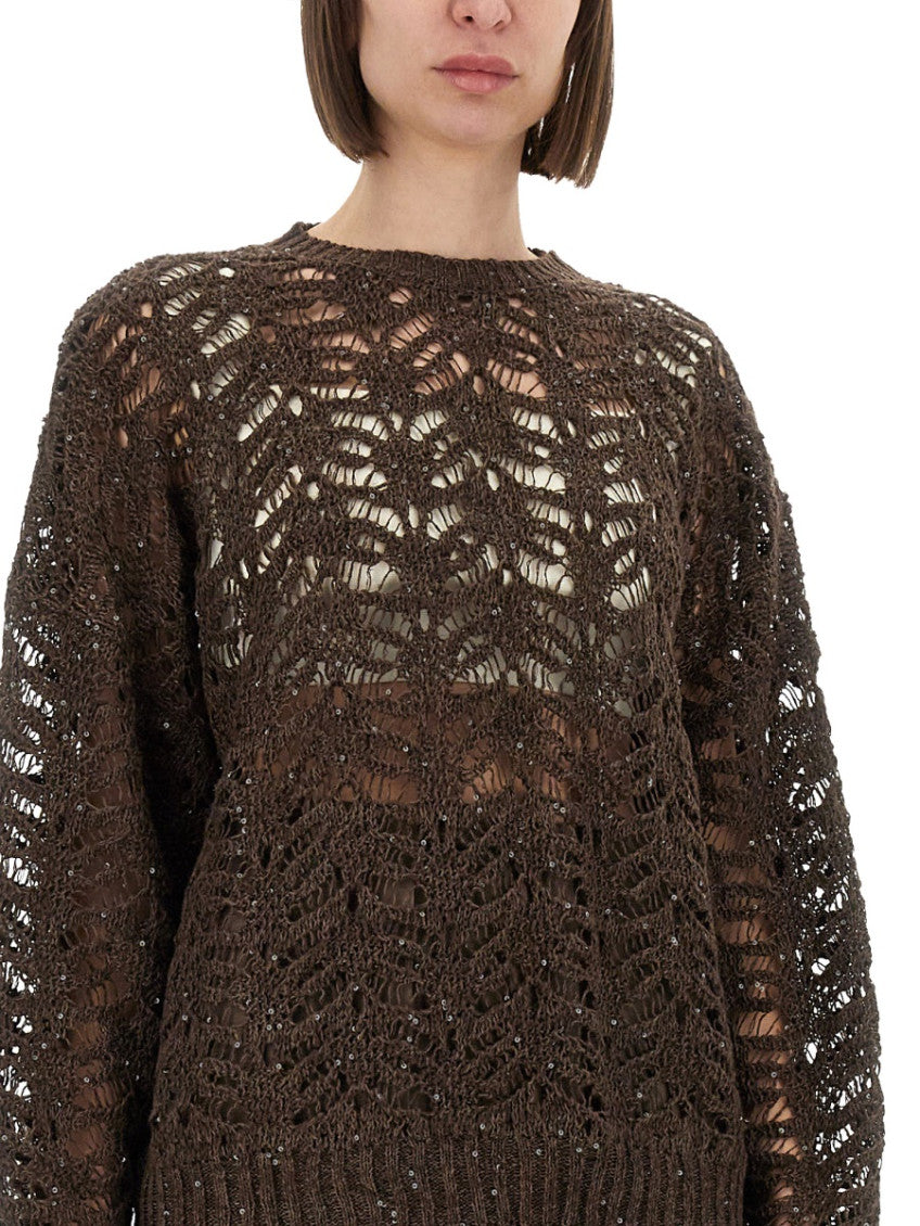 Brown Knitted Crew Neck Sweater 3