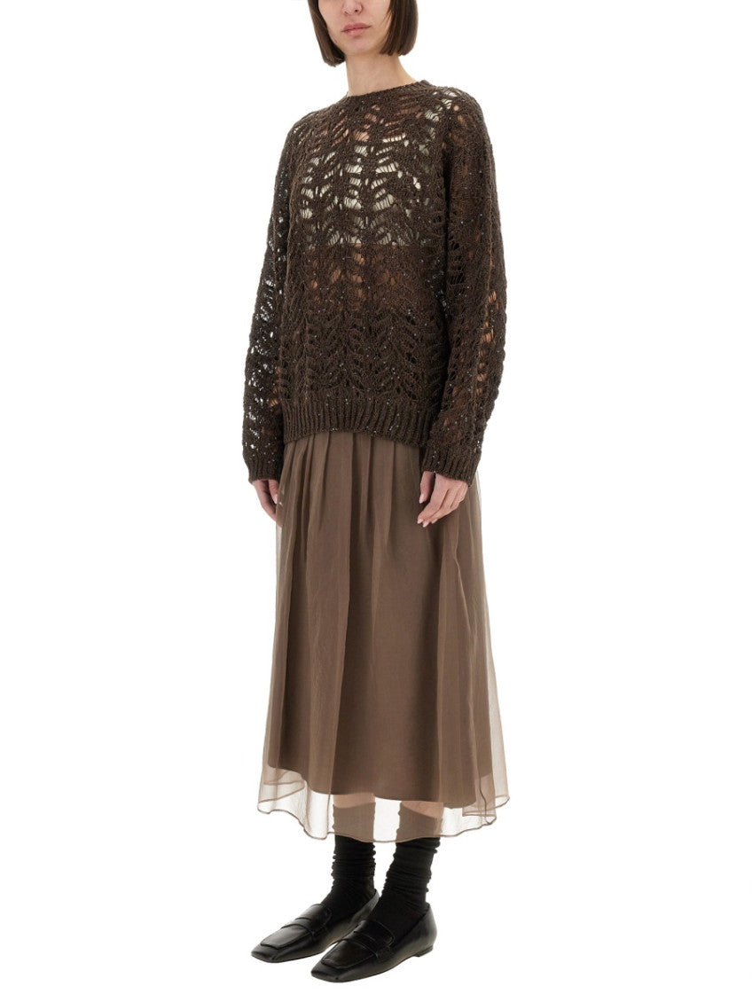 Brown Knitted Crew Neck Sweater 4