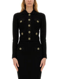 Black Knitted Shirt Collar Cardigan 1
