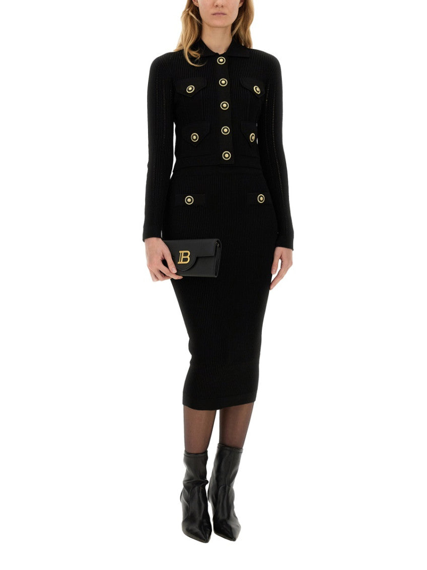 Black Knitted Shirt Collar Cardigan 4