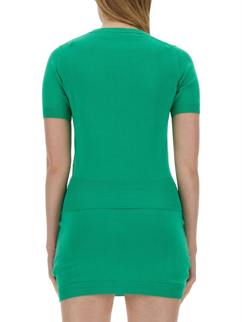 Green Solid Round Neck Sweater 2