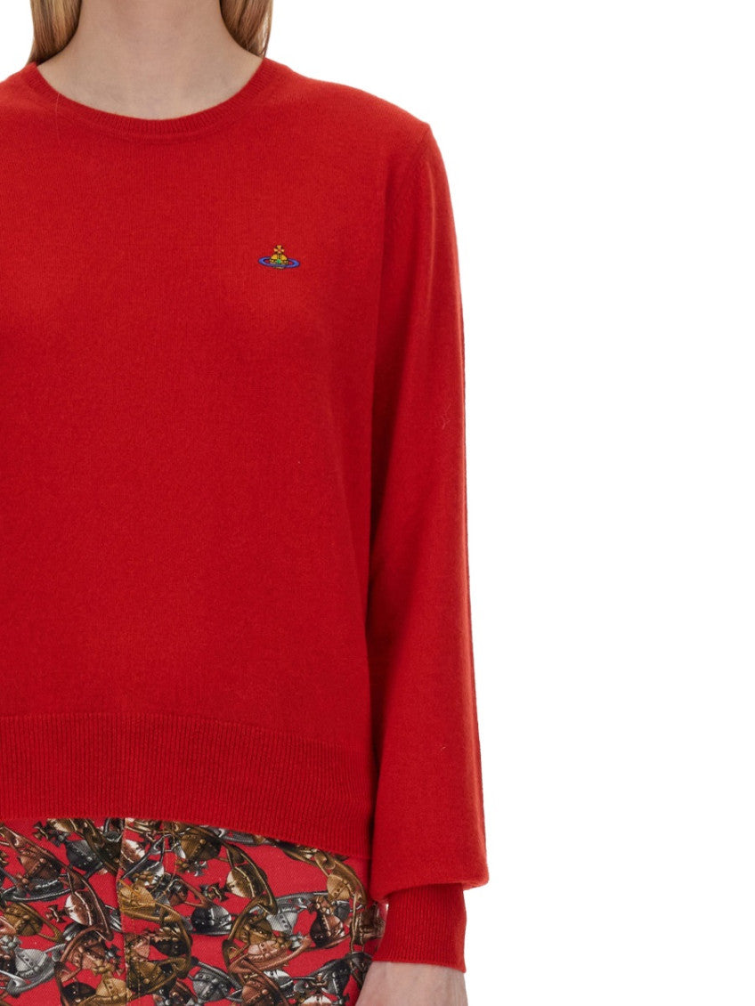 Red Solid Crew Neck Sweater 3