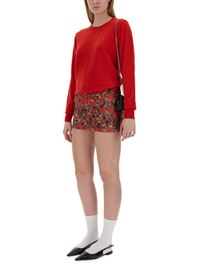 Red Solid Crew Neck Sweater 4