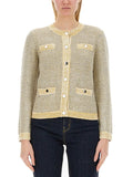Beige Knitted Round Neck Cardigan 1