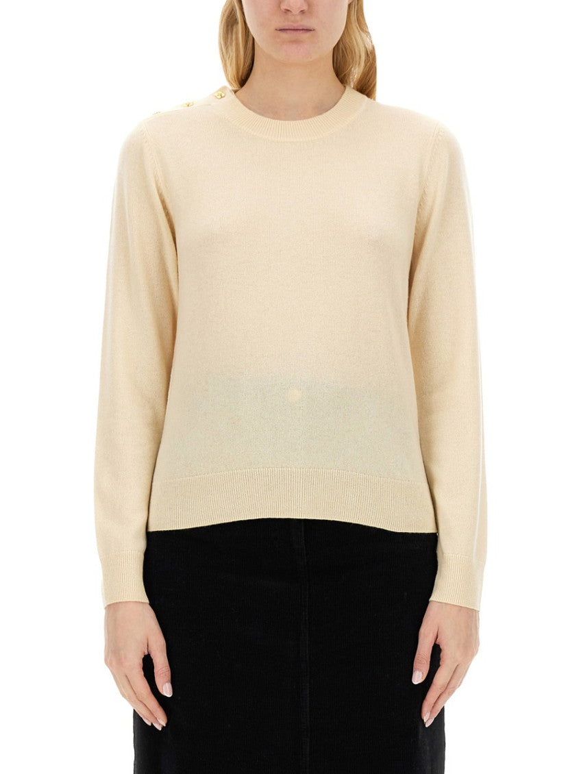 White Solid Crew Neck Sweater 1