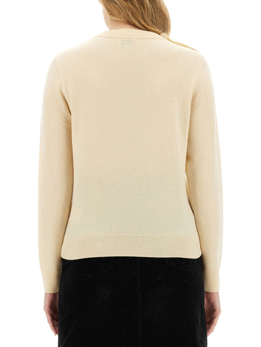 White Solid Crew Neck Sweater 2