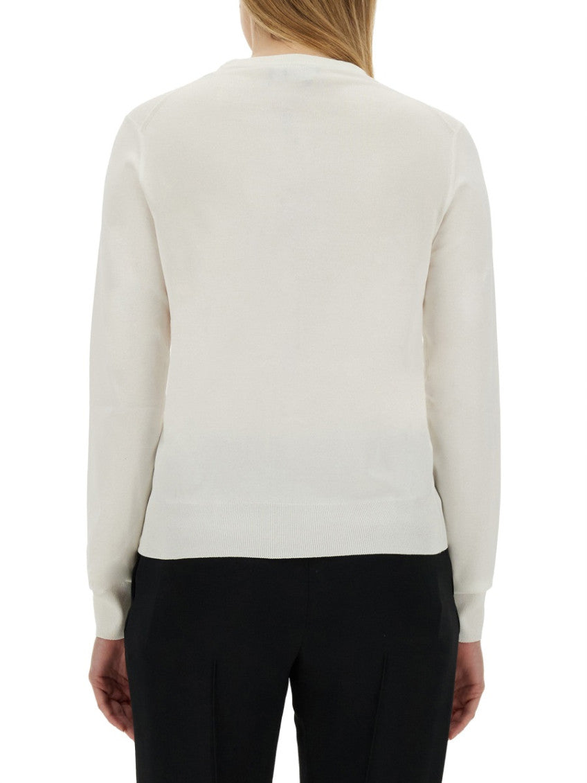 White Solid Round Neck Sweater 2