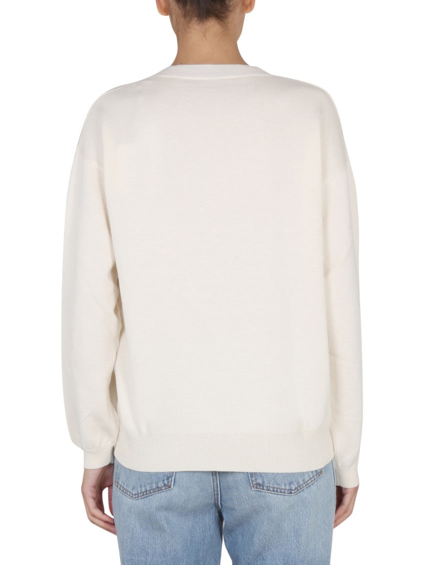 White Solid Crew Neck Sweater 2