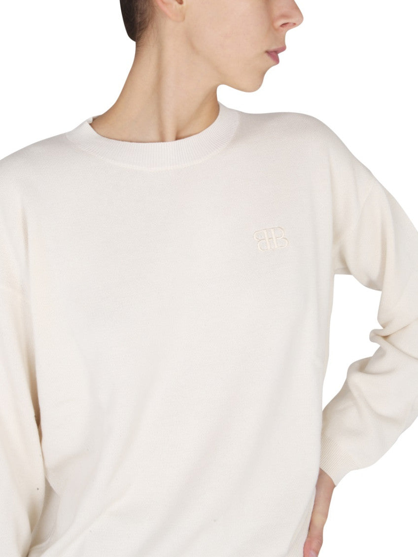 White Solid Crew Neck Sweater 3