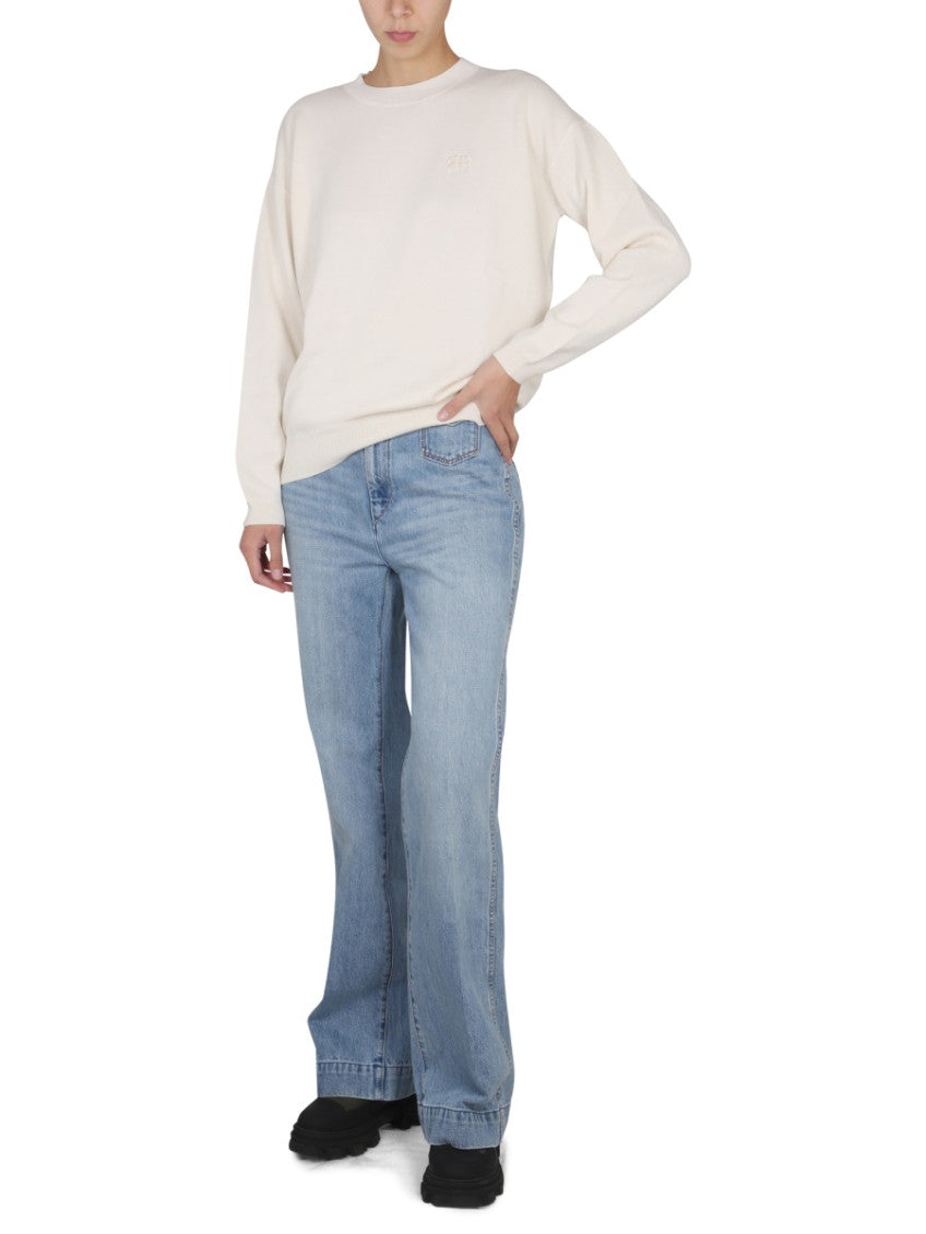 White Solid Crew Neck Sweater 4
