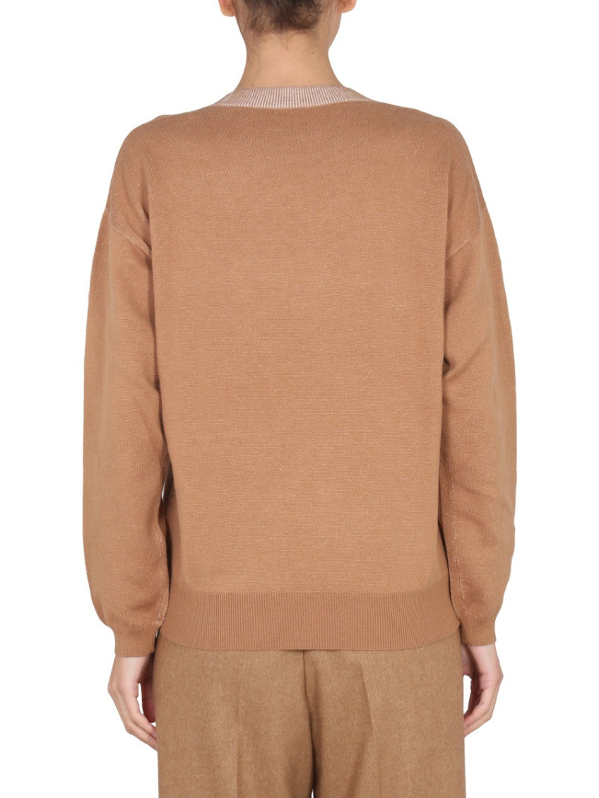 Beige Logo Round Neck Sweater 2