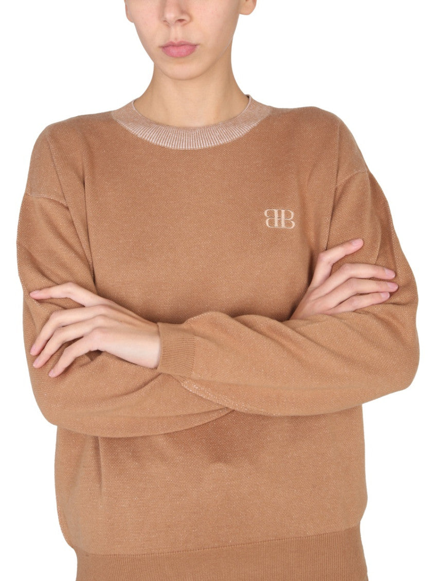 Beige Logo Round Neck Sweater 3